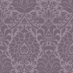 damask with lions, muted purple