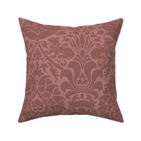 damask with lions, deep rusty pink