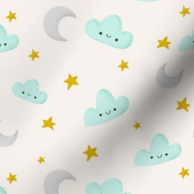 Cute Happy Clouds Medium Scale