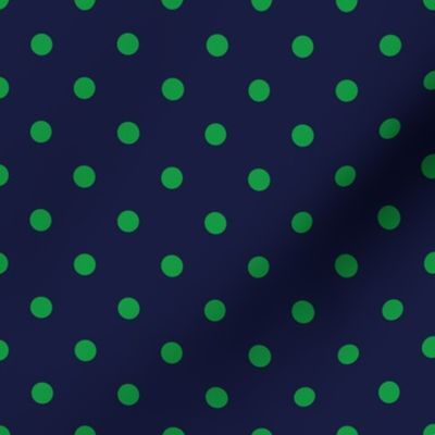 Polka Dots in Kelly Green on Navy Blue 