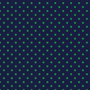 Polka Dots in Kelly Green on Navy Blue 