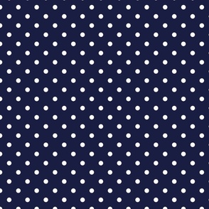  Polka Dots in White on Navy Blue