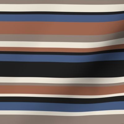 Retro boho horizontal stripes mix terracotta blue
