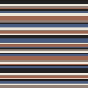 Retro boho horizontal stripes mix terracotta blue