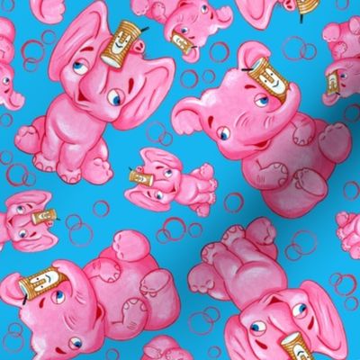 pink elephant fabric BLUE