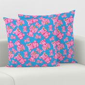 pink elephant fabric BLUE