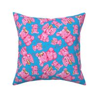 pink elephant fabric BLUE