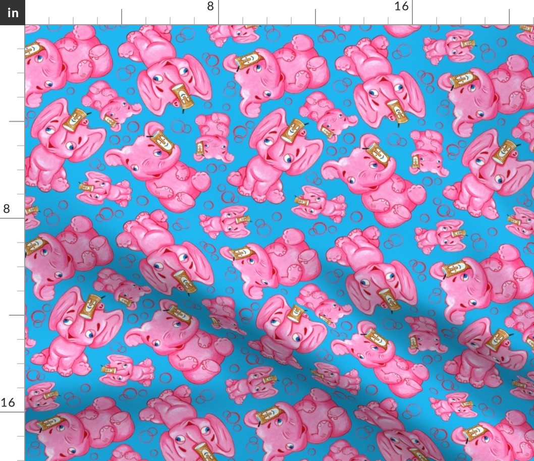 pink elephant fabric BLUE