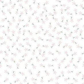 Cabin Meadow - Ditsy Extra Small Pastel Pink Flowers on a white unprinted background
