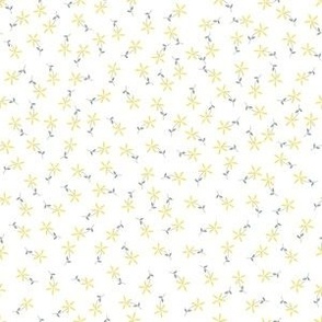 Cabin Meadow - Ditsy Extra Small Yellow Flowers on a white unprinted background