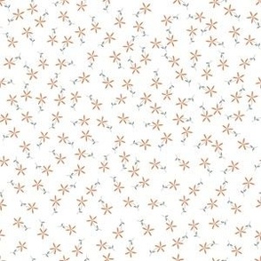Cabin Meadow - Ditsy Extra Small Terra Cotta Flowers on a white unprinted background