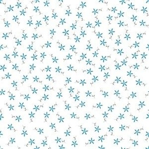 Cabin Meadow - Ditsy Extra Small Medium Blue Flowers on a white unprinted background