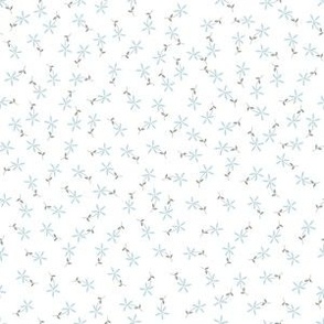 Cabin Meadow - Ditsy Extra Small Light Blue Flowers on a white unprinted background