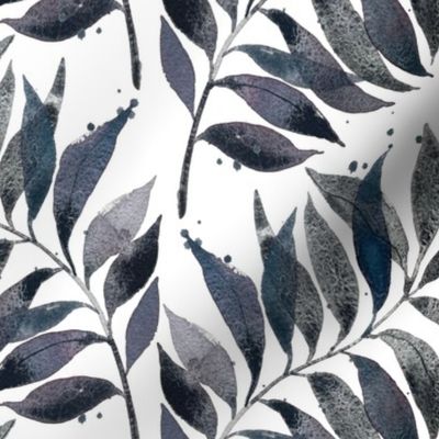 Textured Watercolor Palm Leaf - Indigo