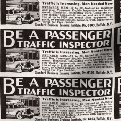 Kitsch 1936 ad for Traffic Inspector Career