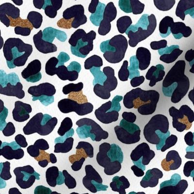 Watercolor Animal Print with Metallic Accents | Teal Gold Black