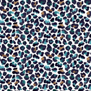 Watercolor Animal Print with Metallic Accents | Teal Gold Black