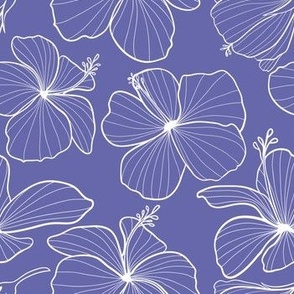 Hibiscus Line art - Very Peri Purple - small