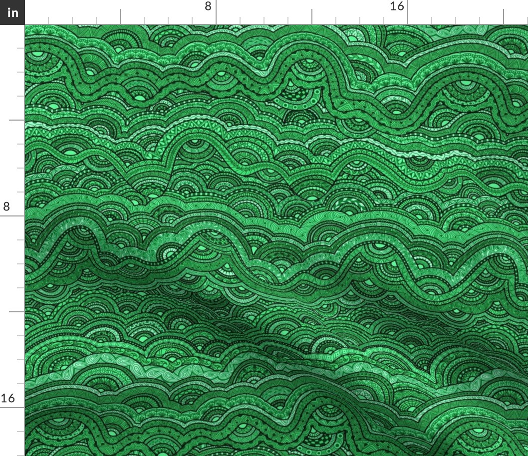 Malachite doodles--green monochrome