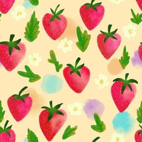 Juicy Watercolor Strawberries