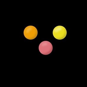 PRST1 - Large - Triplet 3D Polka Dots on Black - Yellow, Orange, Pink