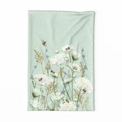 Bumble Bee and wild flower tea towel, sfteatowel , honey bee, floralwallhangings22 , gender neutral nursery, baby boy wall hanging