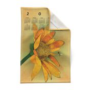 2024 Calendar Sunflower And Bee Tea Towel Wall Hanging  