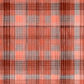 Orange and earthy hued tartan plaid handdrawn, small