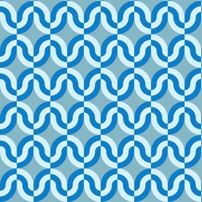 Atomic striped ovals bluebell blue MCM Wallpaper