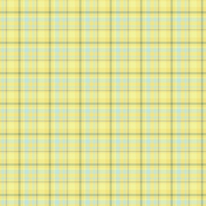 Sunny lemon yellow and blue plaid - large