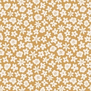 Mini flower field | cream on golden mustard