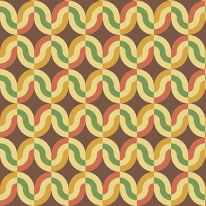 Atomic striped ovals mustard brown green MCM Wallpaper