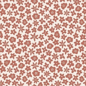 Mini flower field | dusty red on cream