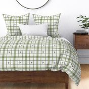 Bumble Bee Cottage Core Home Gingham on olive green, avocado green Modern cottage, plaid, checks, stripes, honey bee, home decor