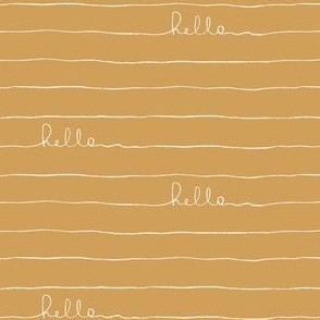 hello text wiggle lines | cream on golden mustard