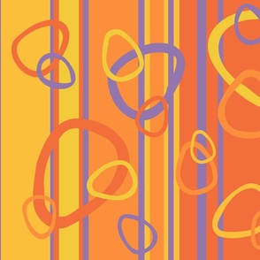 Retro Style Circles and Lines in Orange Yellow and Purple