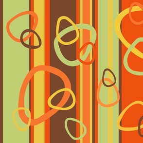 Retro Style Circles and Lines in Orange and Green