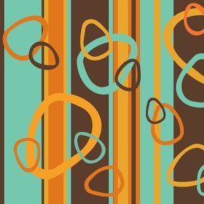 Retro Style Circles and Lines in Orange and Blue