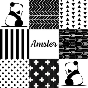 AMSLER Panda Patchwork | Geometric | B&W | 3x3 4.5”SQ