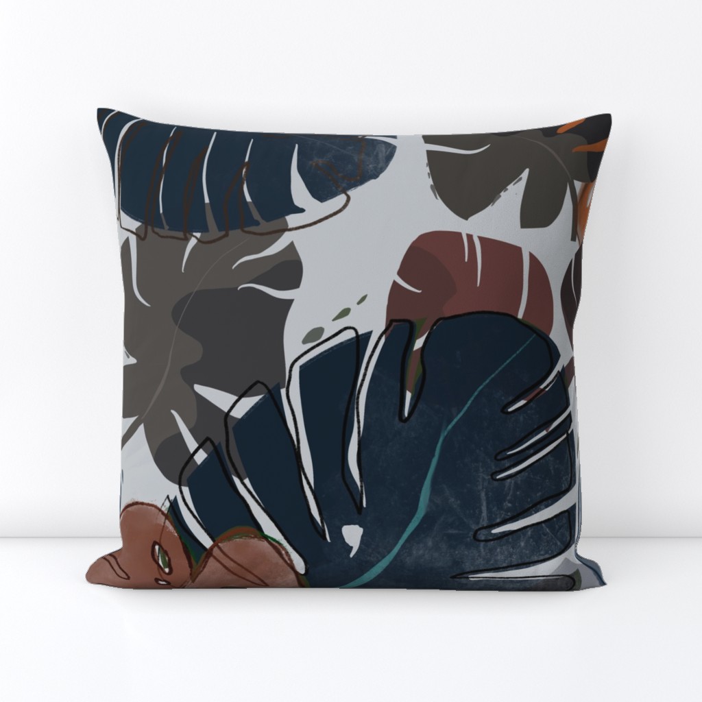 Jungle Monstera Navy Large