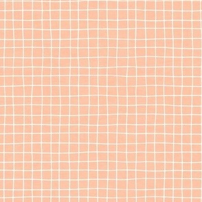 Medium | Minimalist hand drawn white grid lines on pastel orange peach background 