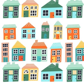 Minimalist Colorful Houses - White 