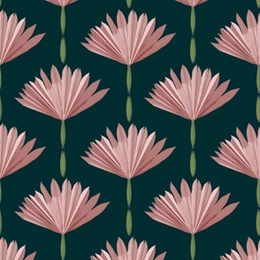 Navy Pink Green Flowers