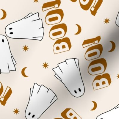 LARGE Boo!  Ghost Halloween fabric - boho muted fabric, muted halloween
