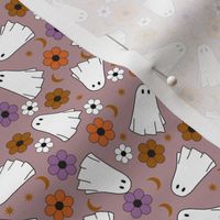 SMALL floral ghost fabric - boho muted halloween fabric