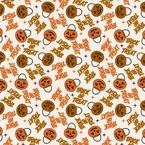 SMALL trick or treat fabric - boho muted fabric, halloween