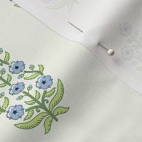 Classic chinoiserie ethnic floral - sky blue flowers on soft white - medium