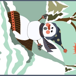 Sledding Snowman Panel (42x36)