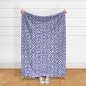 Chinoiserie bamboo trellis - pastel comforts coordinate -  navy and soft white on lilac/purple - large