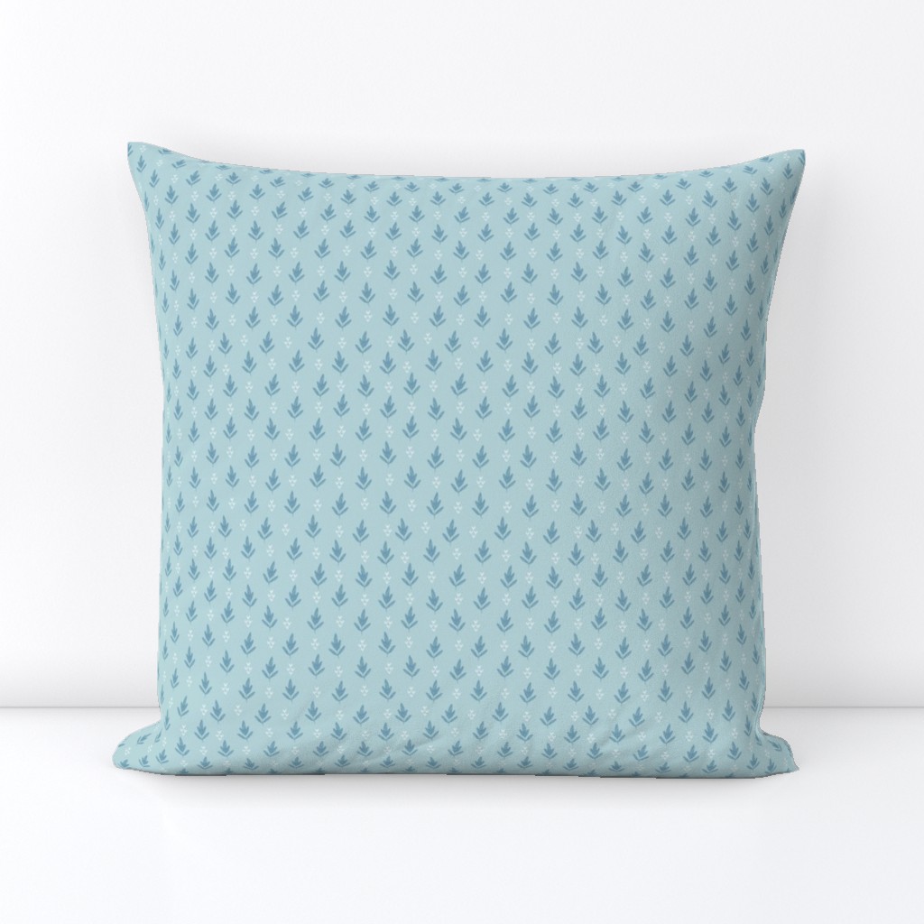 Simple small blue  and white leaves on pastel blue